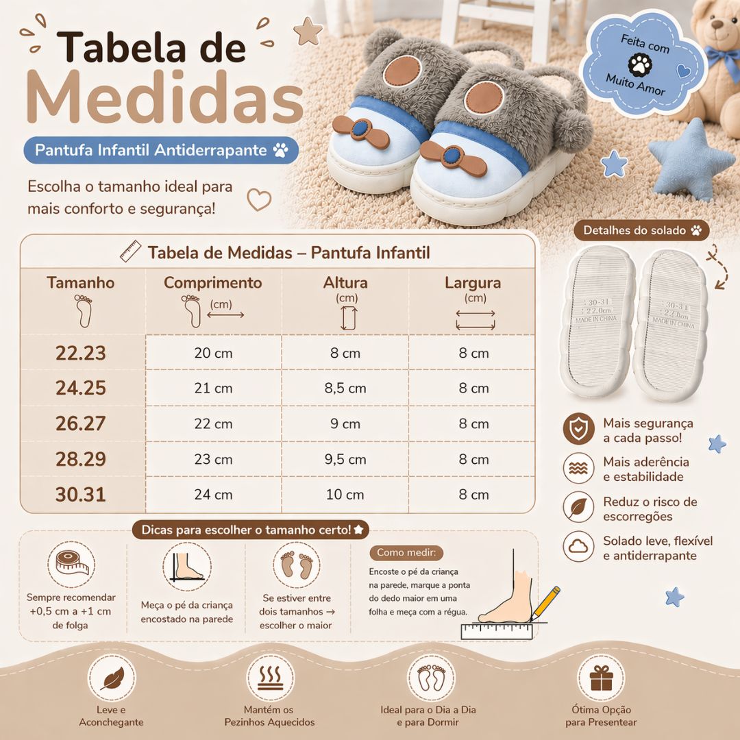 Chinelo Pantufa Marrom Infantil Colorida Inverno Quarto Criança Frio Térmica Antiderrapante Menino Comfort Peluciado Aco - Imagem 5