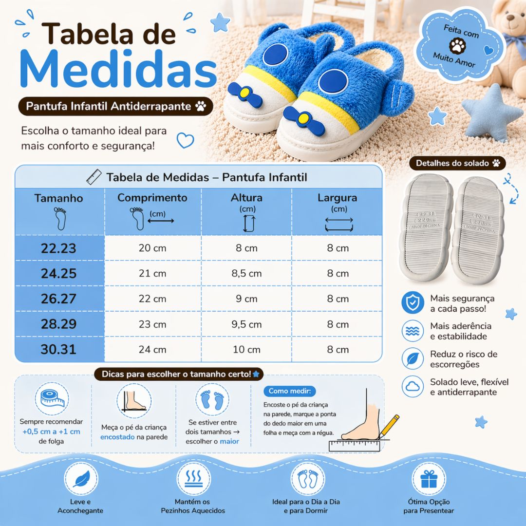 Chinelo Pantufa Infantil Azul Colorida Inverno Quarto Criança Frio Térmica Antiderrapante Menino Comfort Peluciado Aconc - Imagem 5