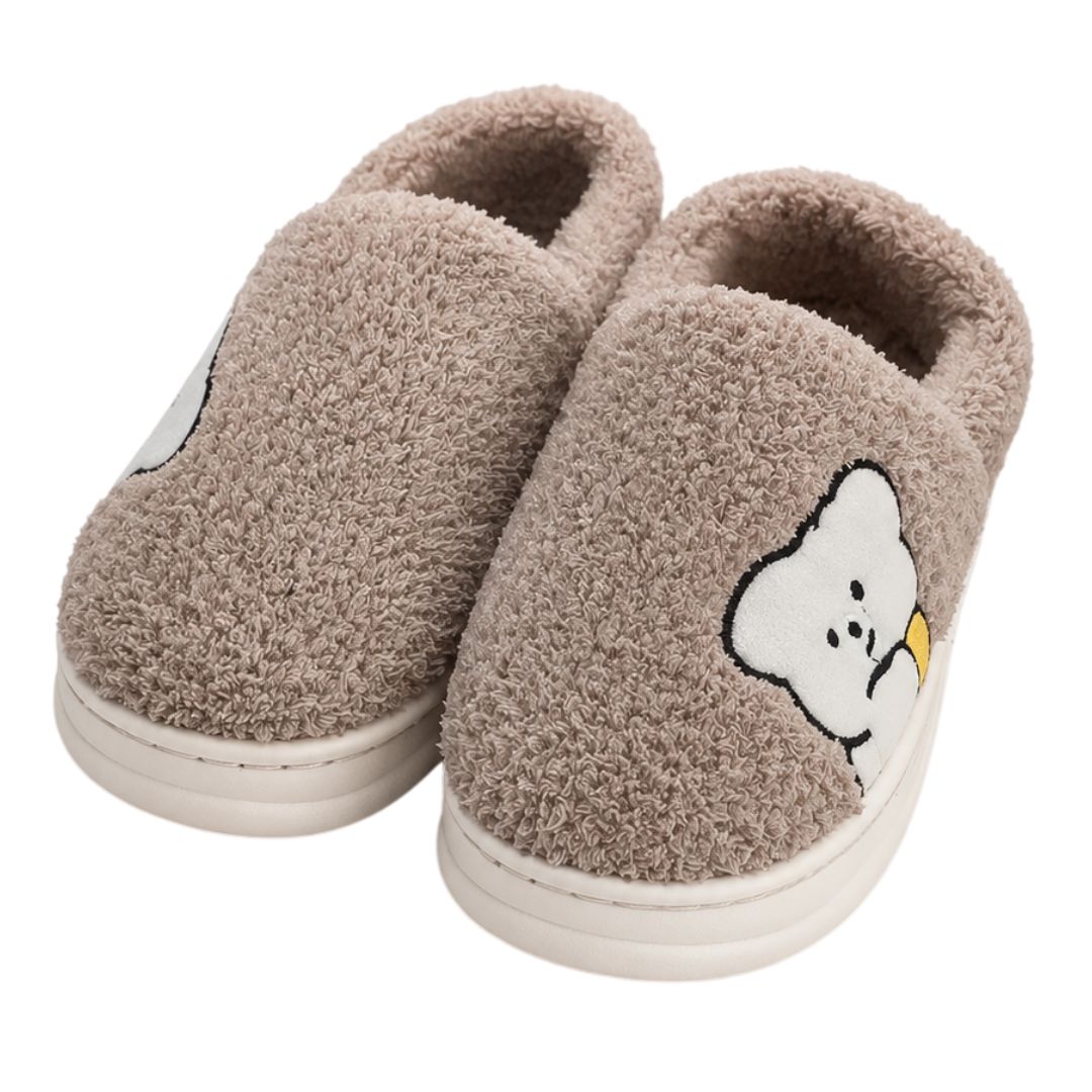 Chinelo Pantufa Infantil Colorida Marrom Inverno Quarto Criança Frio Térmica Antiderrapante Menino Comfort Peluciado Aco