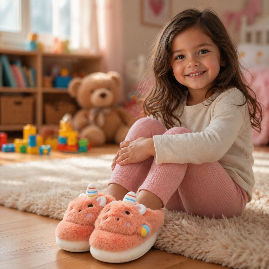 Pantufa Infantil Unicórnio Laranja Inverno Quarto Criança Frio Térmica Antiderrapante Unissex Comfort Peluciado Aconcheg - Imagem 3