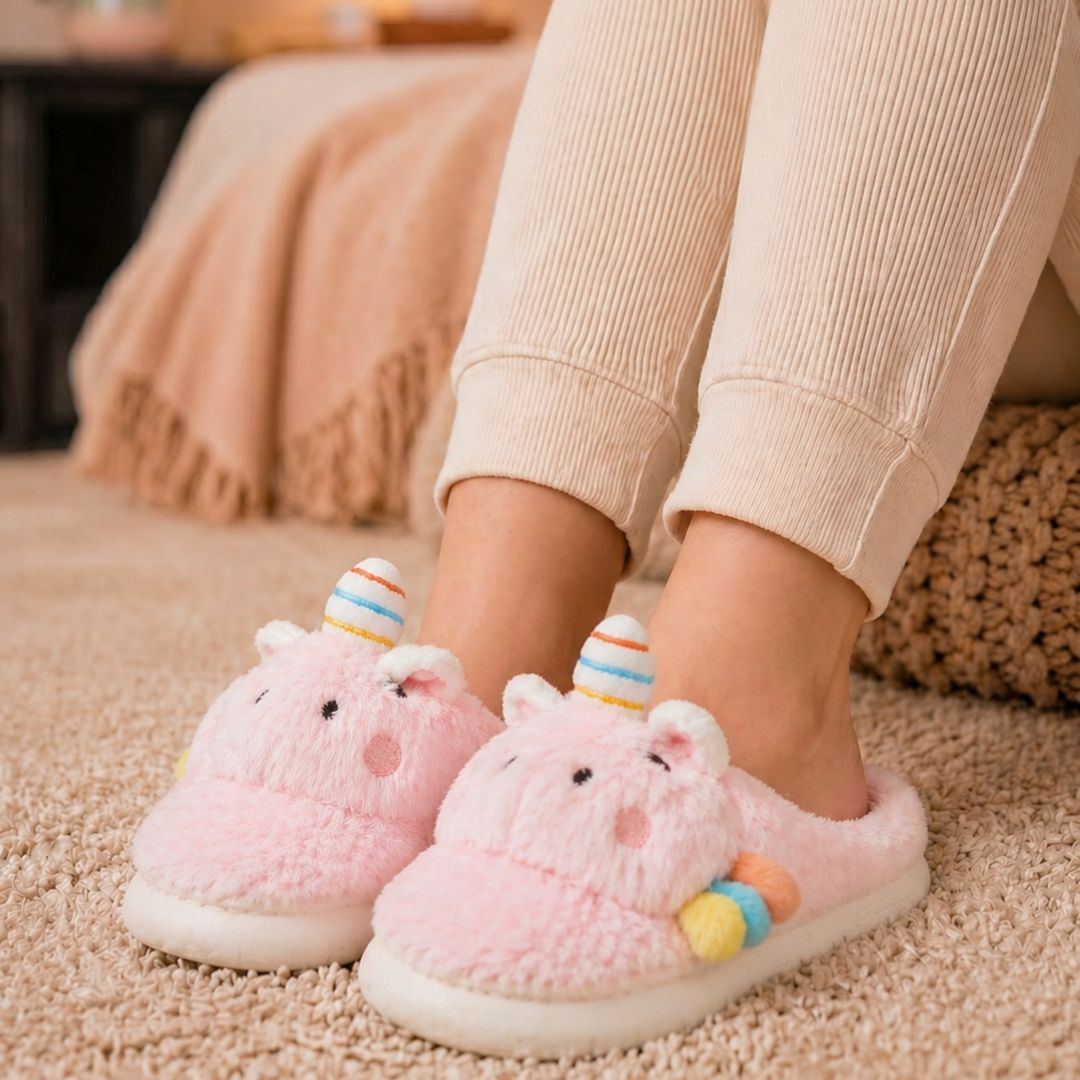 Pantufa Infantil Unicórnio Quarto Frio Inverno Antiderrapante Menina Criança Pelucia - Imagem 4