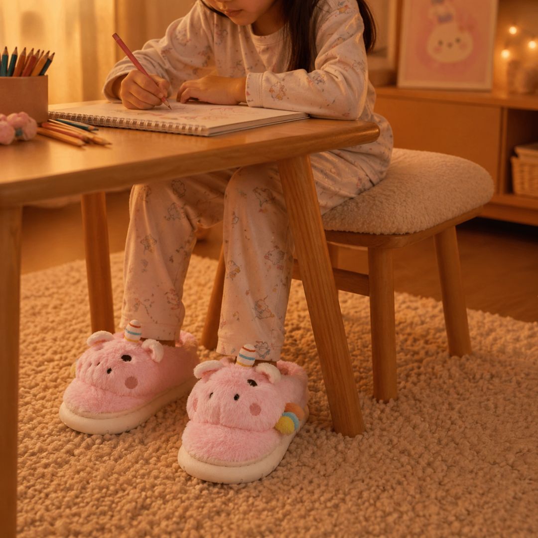 Pantufa Infantil Unicórnio Quarto Frio Inverno Antiderrapante Menina Criança Pelucia - Imagem 3