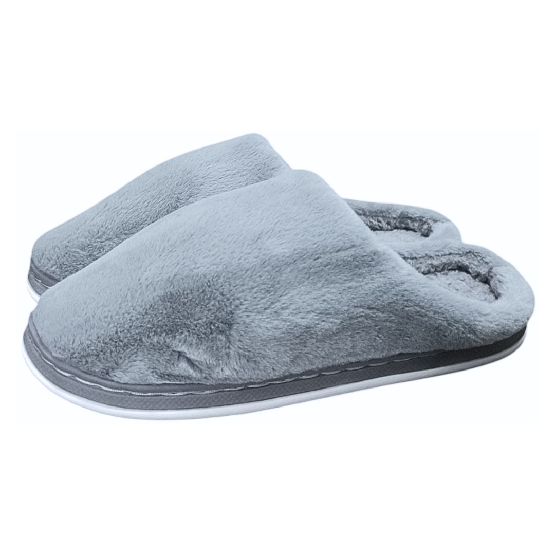 Pantufa Unissex Cinza Adulto Mãe Pai Peluciada Frio Quarto