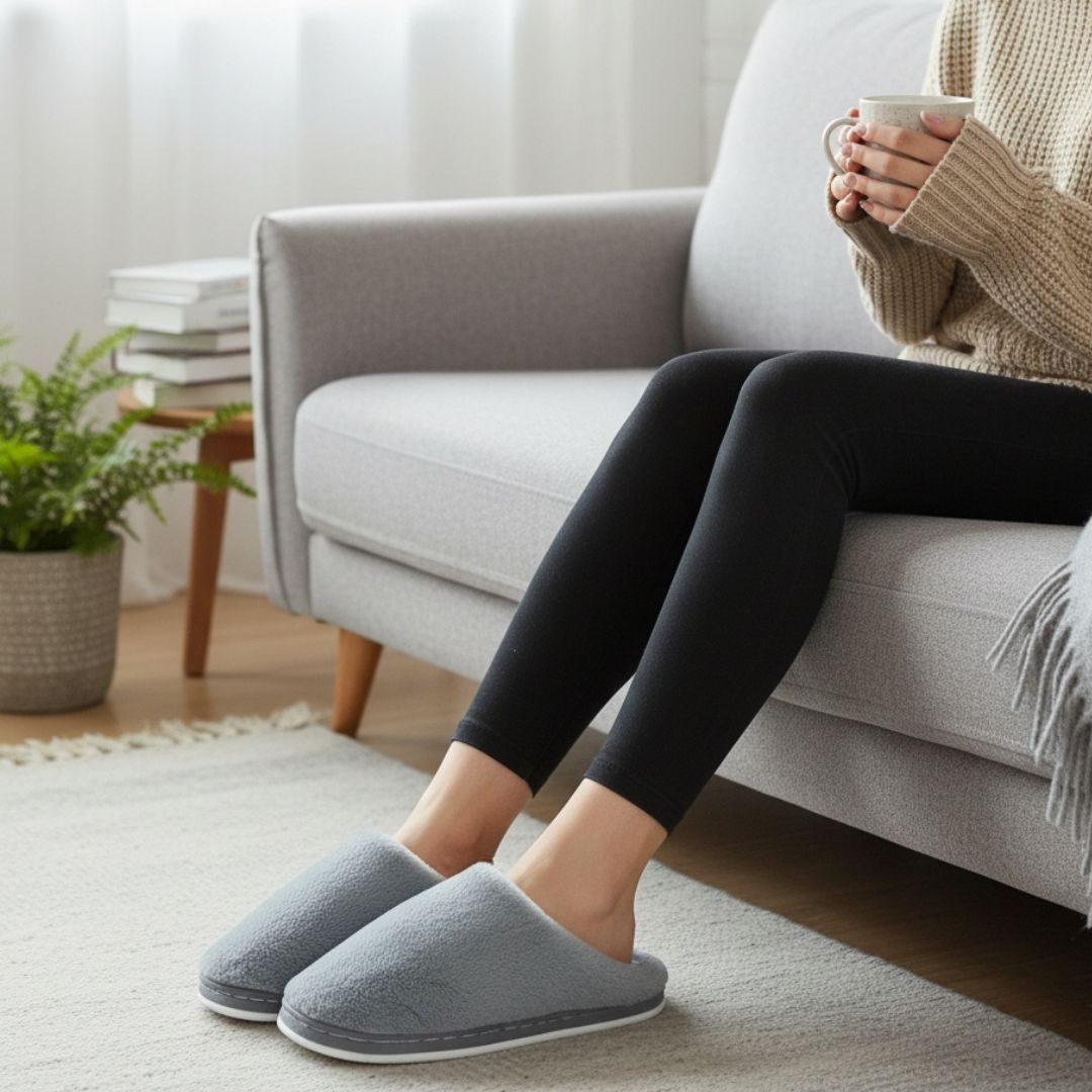 Pantufa Unissex Cinza Adulto Mãe Pai Peluciada Frio Quarto - Imagem 3