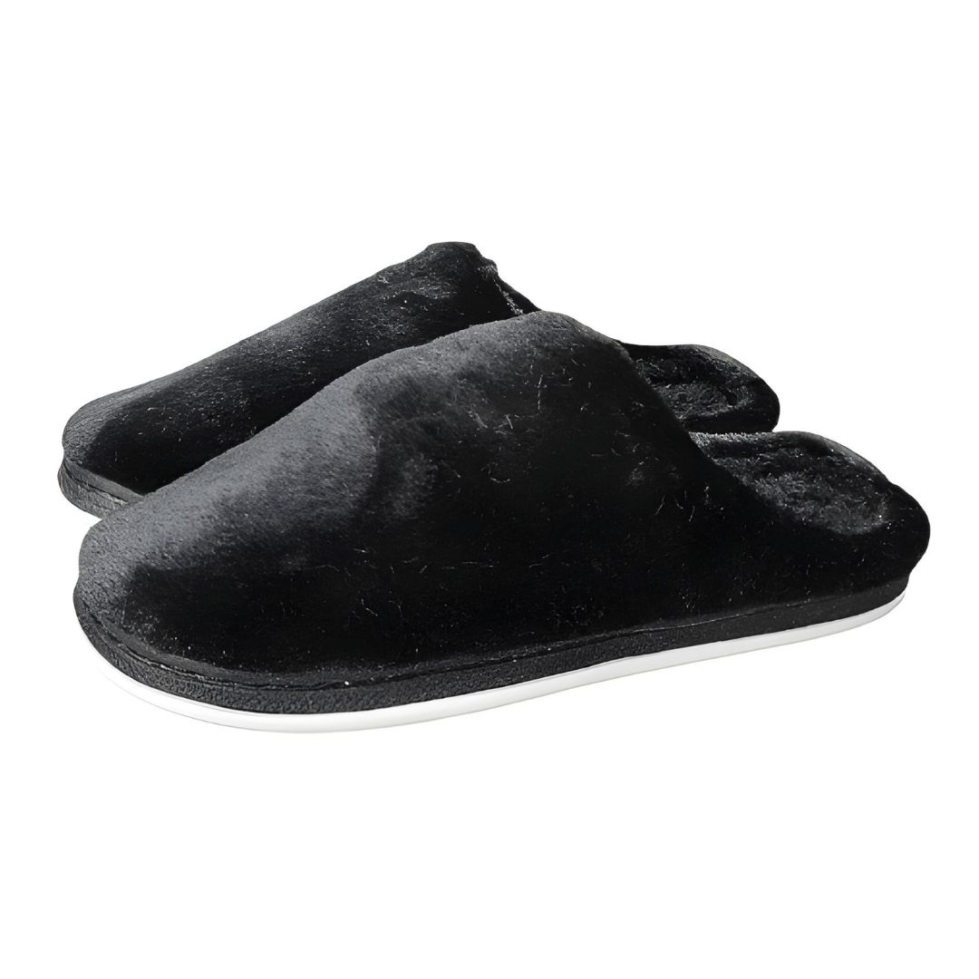 Pantufa Unissex Preta Peluciada Inverno Quarto Mãe Confortável Presente Comfort Antiderrapante Adulta Macia Aconchegante