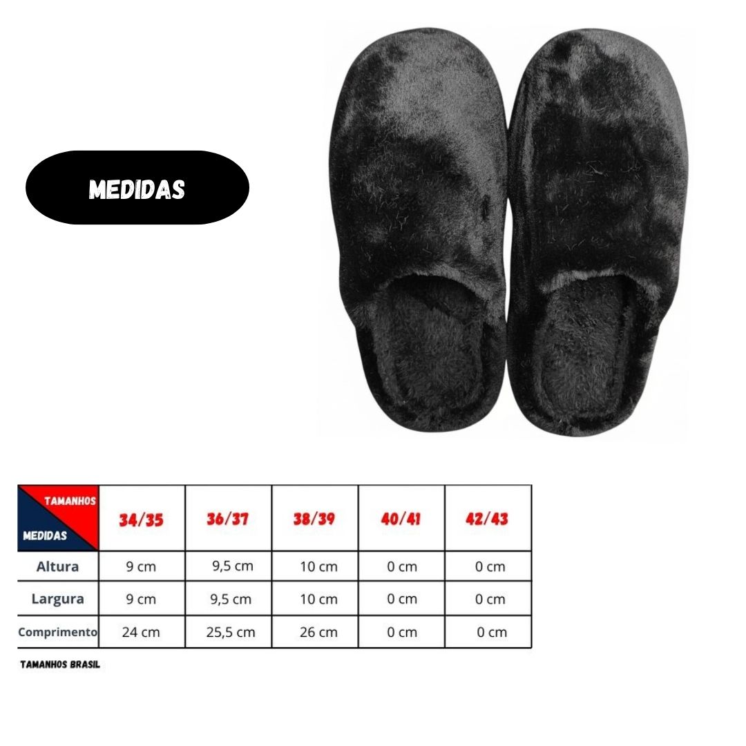 Pantufa Unissex Preta Peluciada Inverno Quarto Mãe Confortável Presente Comfort Antiderrapante Adulta Macia Aconchegante - Imagem 4