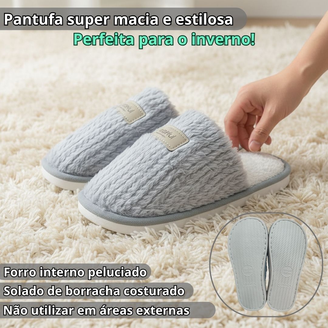 Pantufa Feminina Chinelo Cinza Mãe Frio Inverno Aconchegante - Imagem 2