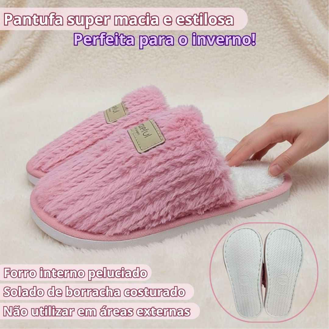 Pantufa Feminina Rosa Chinelo Fleece Frio Mãe Inverno Macia - Imagem 2
