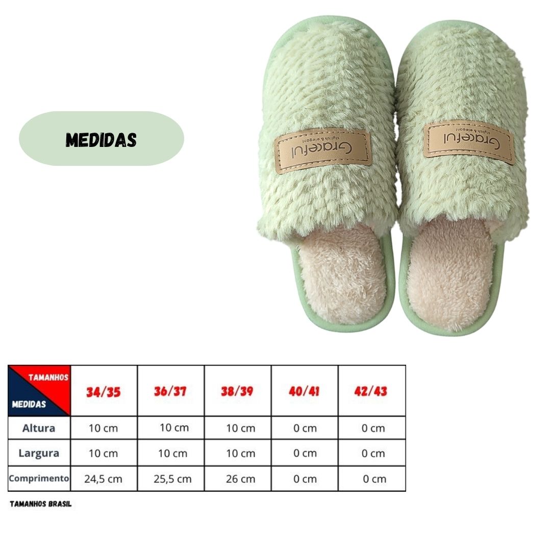 Pantufa Feminina Verde Chinelo Mãe Inverno Pompom Fleece - Imagem 4