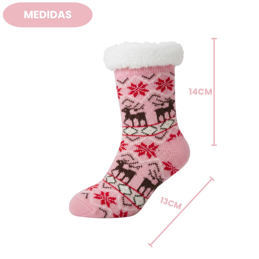Meia Infantil Térmica Rosa Peluciada Quente Forrada Criança Inverno Menina - Imagem 5
