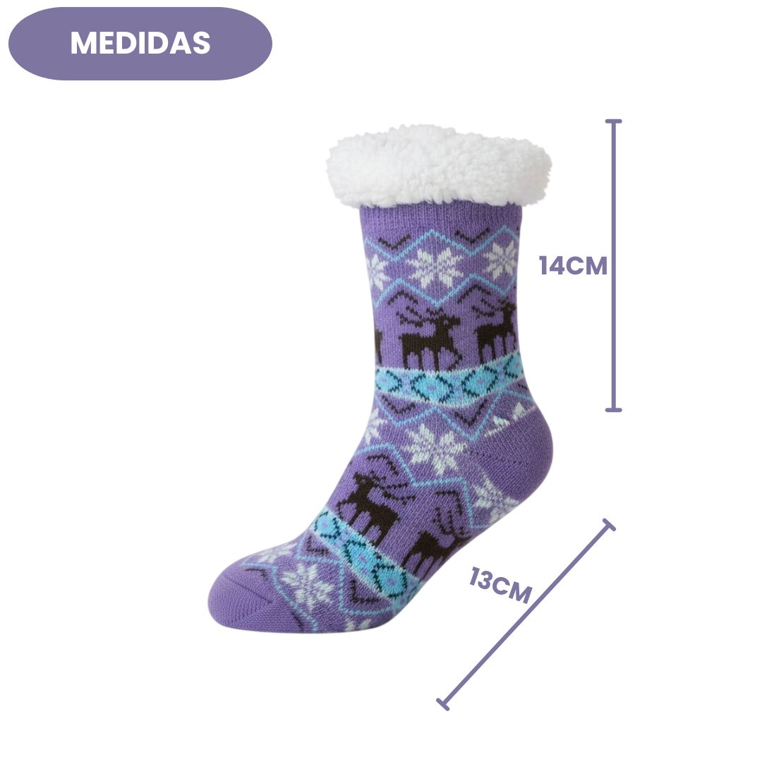 Meia Infantil Térmica Roxa Peluciada Quente Forrada Criança Inverno - Imagem 5