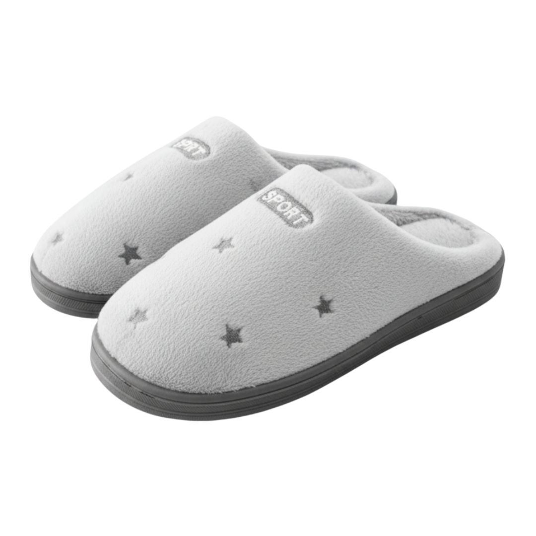 Pantufa Feminina Cinza Peluciada Inverno Quarto Mãe Confortável Presente Confort Antiderrapante