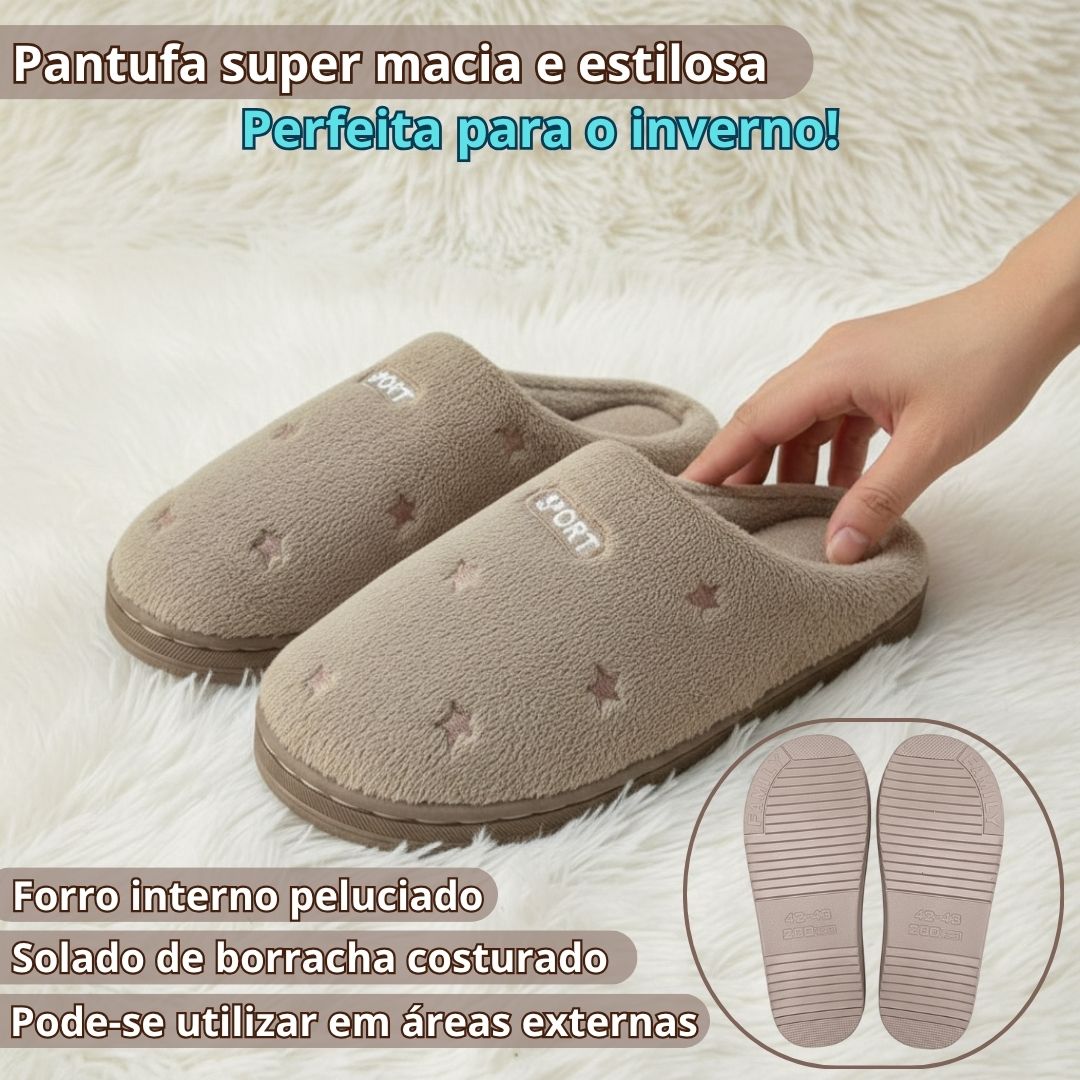 Pantufa Feminina Marrom Peluciada Inverno Quarto Mãe Confortável Presente Confort Antiderrapante - Imagem 2