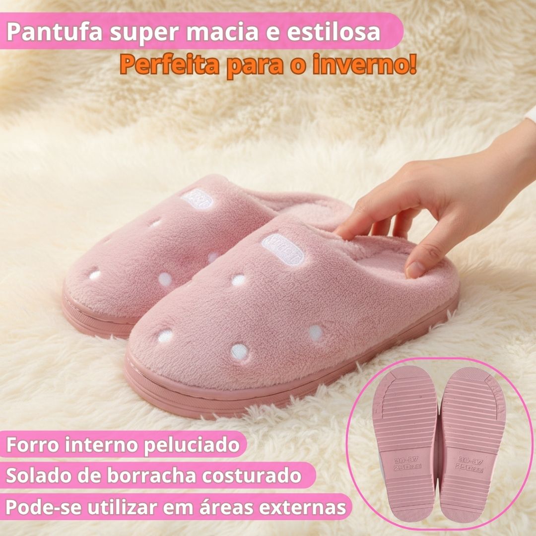 Pantufa Feminina Rosa Escuro Peluciada Inverno Quarto Mãe Confortável Presente - Imagem 2