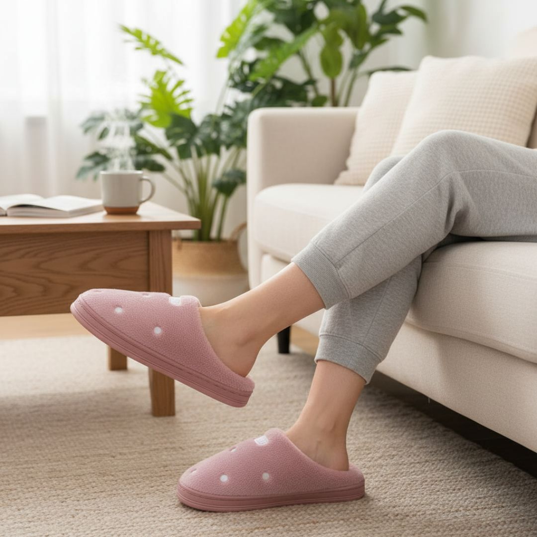 Pantufa Feminina Rosa Escuro Peluciada Inverno Quarto Mãe Confortável Presente - Imagem 3