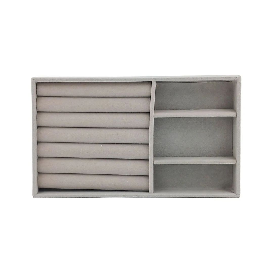 Caixa Organizadora Jóias Cinza Off White 4 Compartimentos - Imagem 2