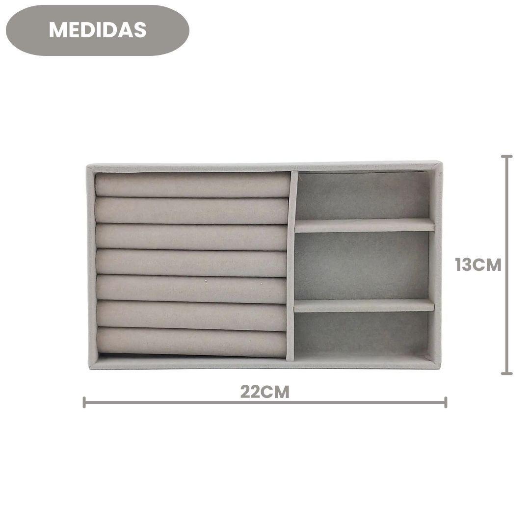 Caixa Organizadora Jóias Cinza Off White 4 Compartimentos - Imagem 5