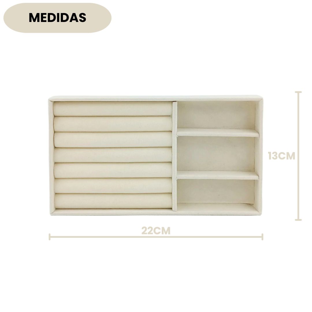 Caixa Organizadora Jóias Cinza Off White 4 Compartimentos - Imagem 9