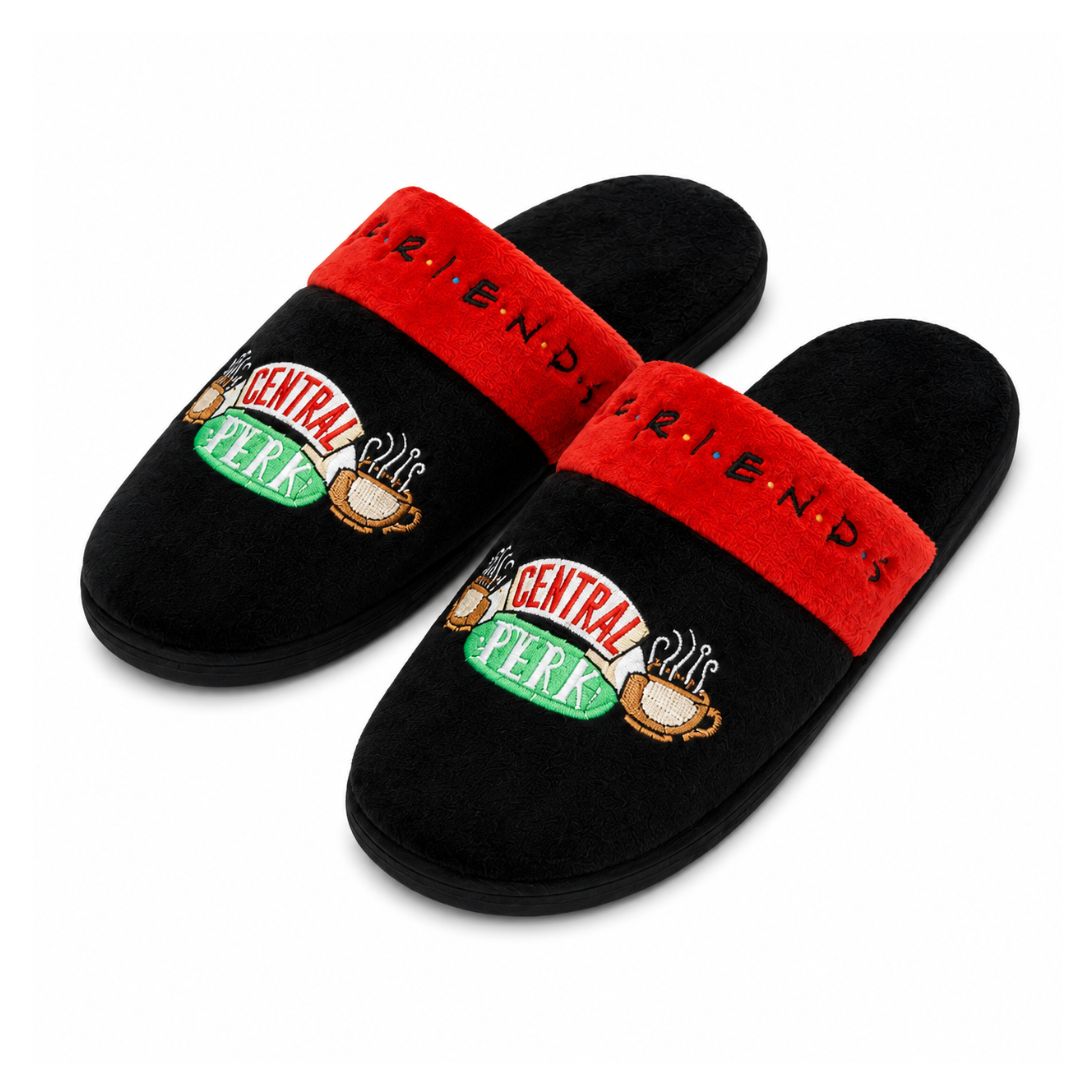 Pantufa Unissex Central Perk Preta Friends Série Estilosa Inverno Presente Filme Frio Quarto Fleece Confortavél Exclusiv