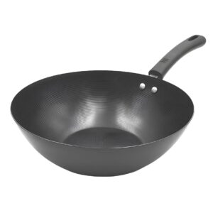 Panela Wok Grande 3,5L 30CM Cinza Profissional Gourmet Cozinha Jantar Almoço Salteados Legumes Carnes Presente Yaksoba