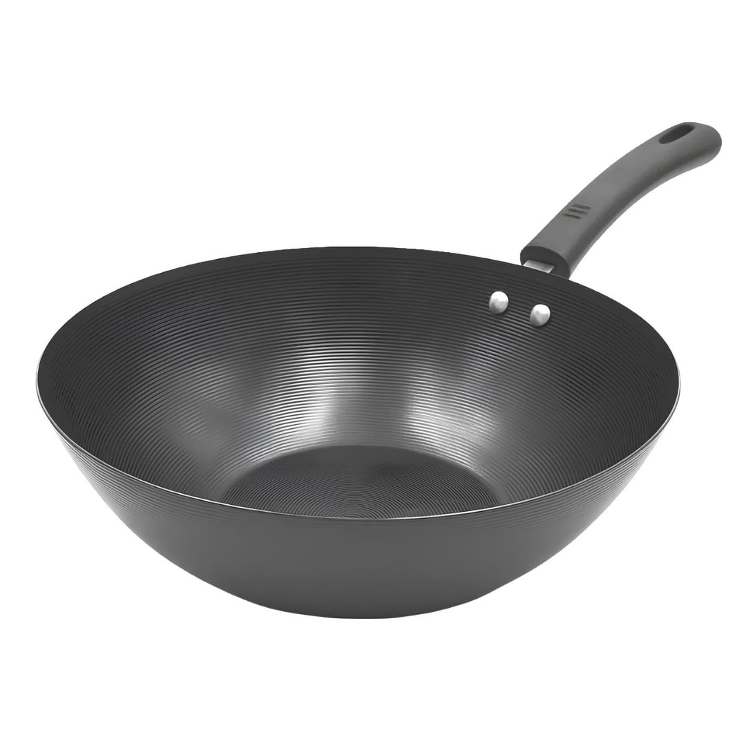 Panela Wok Grande 3,5L 30CM Cinza Profissional Gourmet Cozinha Jantar Almoço Salteados Legumes Carnes Presente Yaksoba