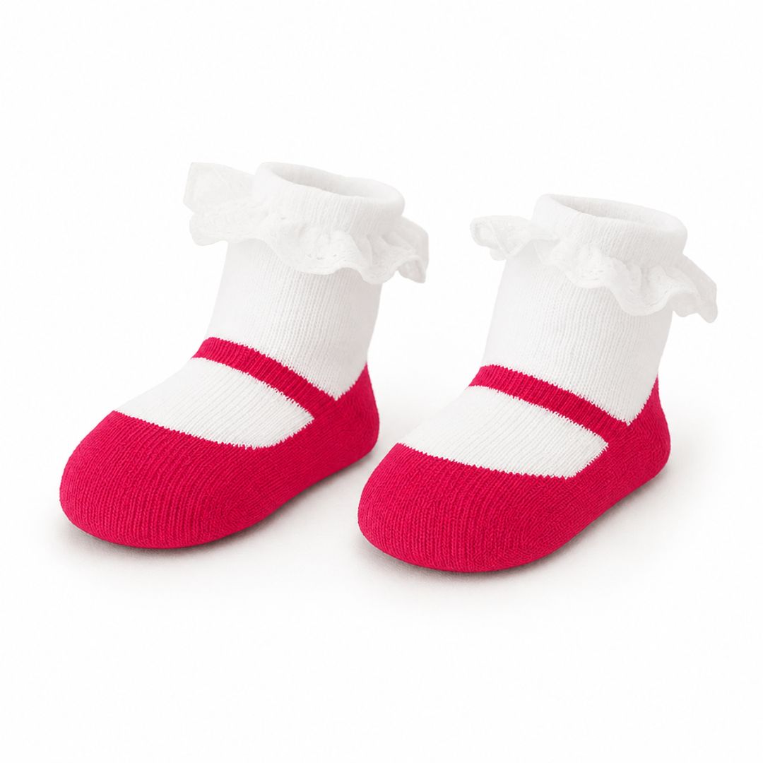 Meia Infantil Bebê Pink Isabella Luxo Passeio Menina Pink VM Letiti - 0 A 24 MESES