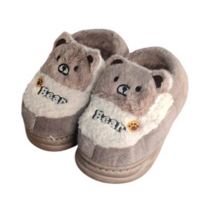 Pantufa Infantil Ursinho Marrom Bear Unissex Antiderrapante Peluciada Quarto Inverno Frio Térmica Aconchegante Chinelo