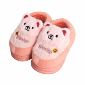 Pantufa Infantil Ursinho Rosa Bear Menina Antiderrapante Peluciada Quarto Inverno Frio Térmica Aconchegante Antiderrapan