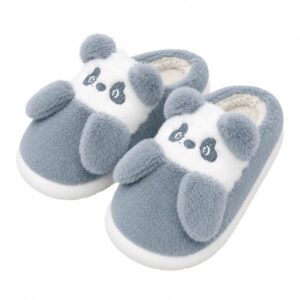 Pantufa Infantil Urso Panda Azul Frio Quarto Inverno Pelucia Menino Criança Aconchegante