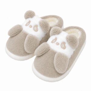 Pantufa Infantil Urso Panda Bege Frio Quarto Inverno Pelucia Menino Criança Aconchegante Térmica