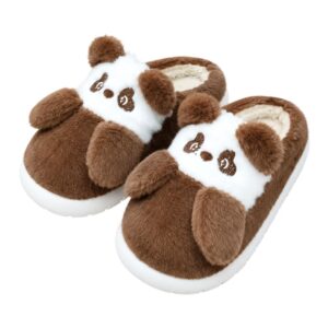 Pantufa Infantil Urso Panda Marrom Frio Quarto Inverno Pelucia Menino Menina Criança Aconchegante Térmica