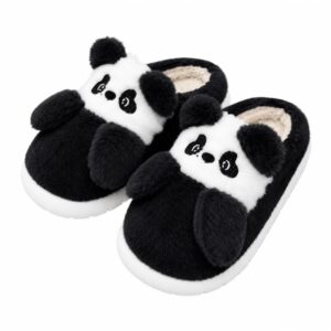Pantufa Infantil Urso Panda Preto Frio Quarto Inverno Pelucia Menino Criança Aconchegante Térmica