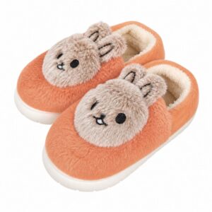 Pantufa Infantil Coelho Laranja Criança Quarto Frio Inverno Antiderrapante Pelucia Comfort Menino Menina