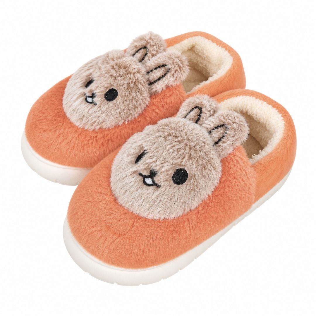 Pantufa Infantil Coelho Laranja Criança Quarto Frio Inverno Antiderrapante Pelucia Comfort Menino Menina