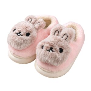 Pantufa Infantil Coelho Rosa Criança Quarto Frio Inverno Antiderrapante Pelucia Comfort  Menina