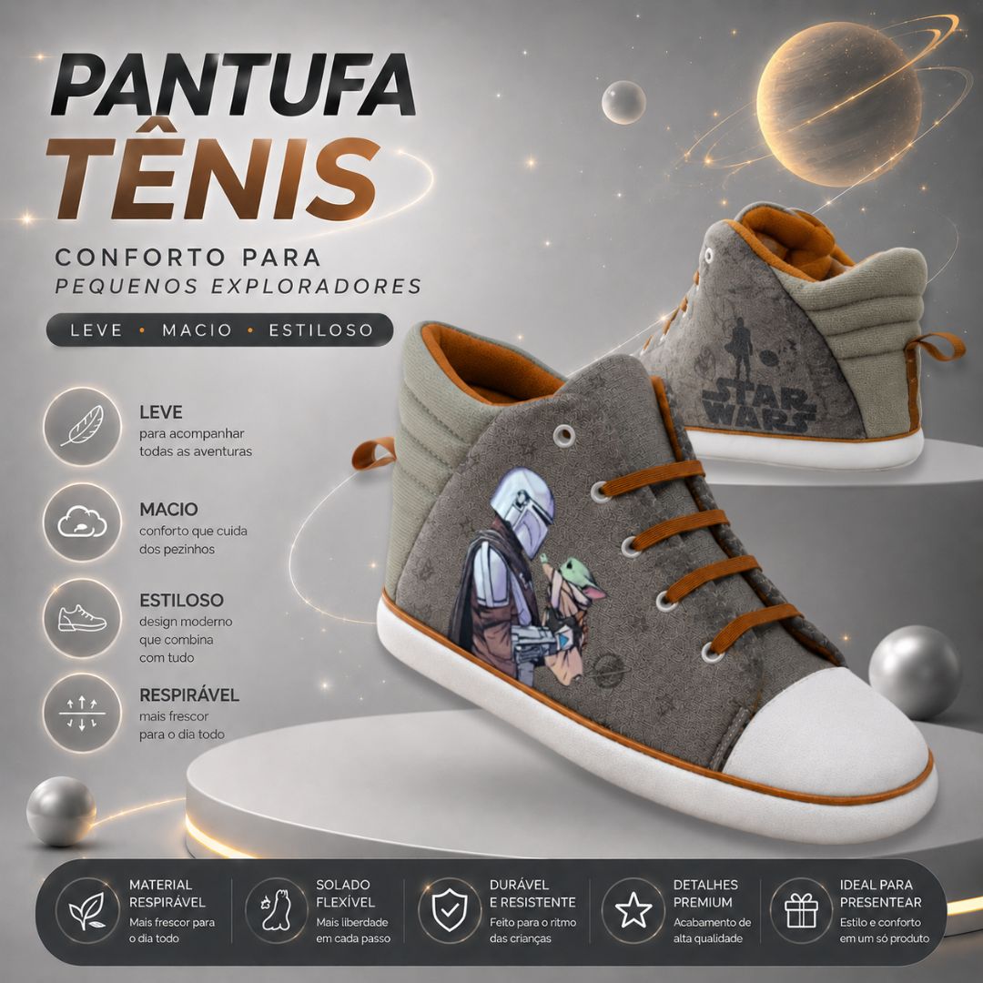 Pantufa Tênis Star Wars The Mandalorian Adulto Baby Yoda Cinza Antiderrapante Chinelo Frio Inverno Confortável Aconchega - Imagem 2