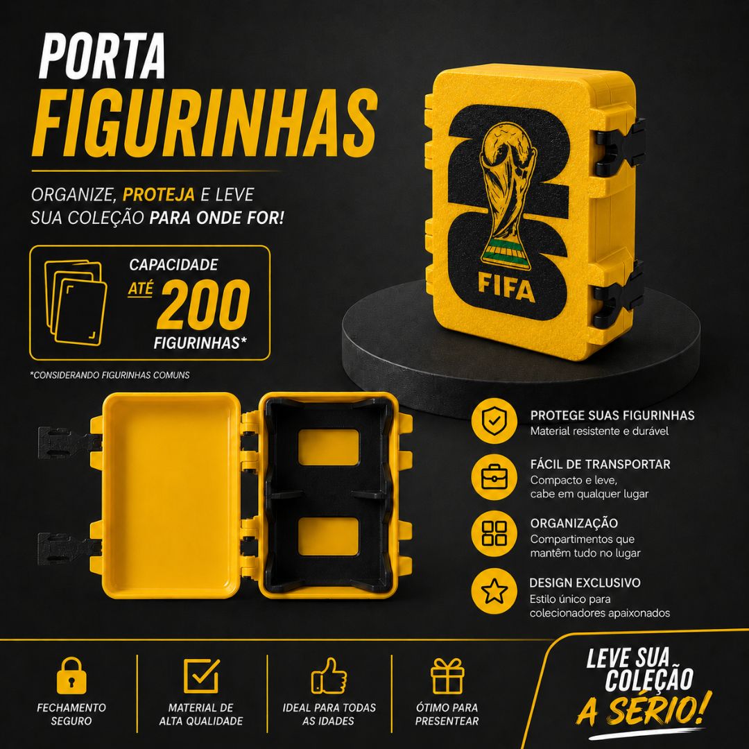 Porta 200 Figurinhas Amarelo Fifa Copa do Mundo2026 World Cup Organizador Colecionável Cards Futebol - Imagem 2