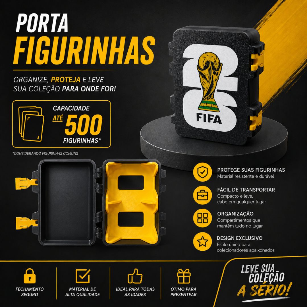 Porta 500 Figurinhas Preto Fifa Copa do Mundo2026 World Cup Organizador Colecionável Cards Futebol - Imagem 2