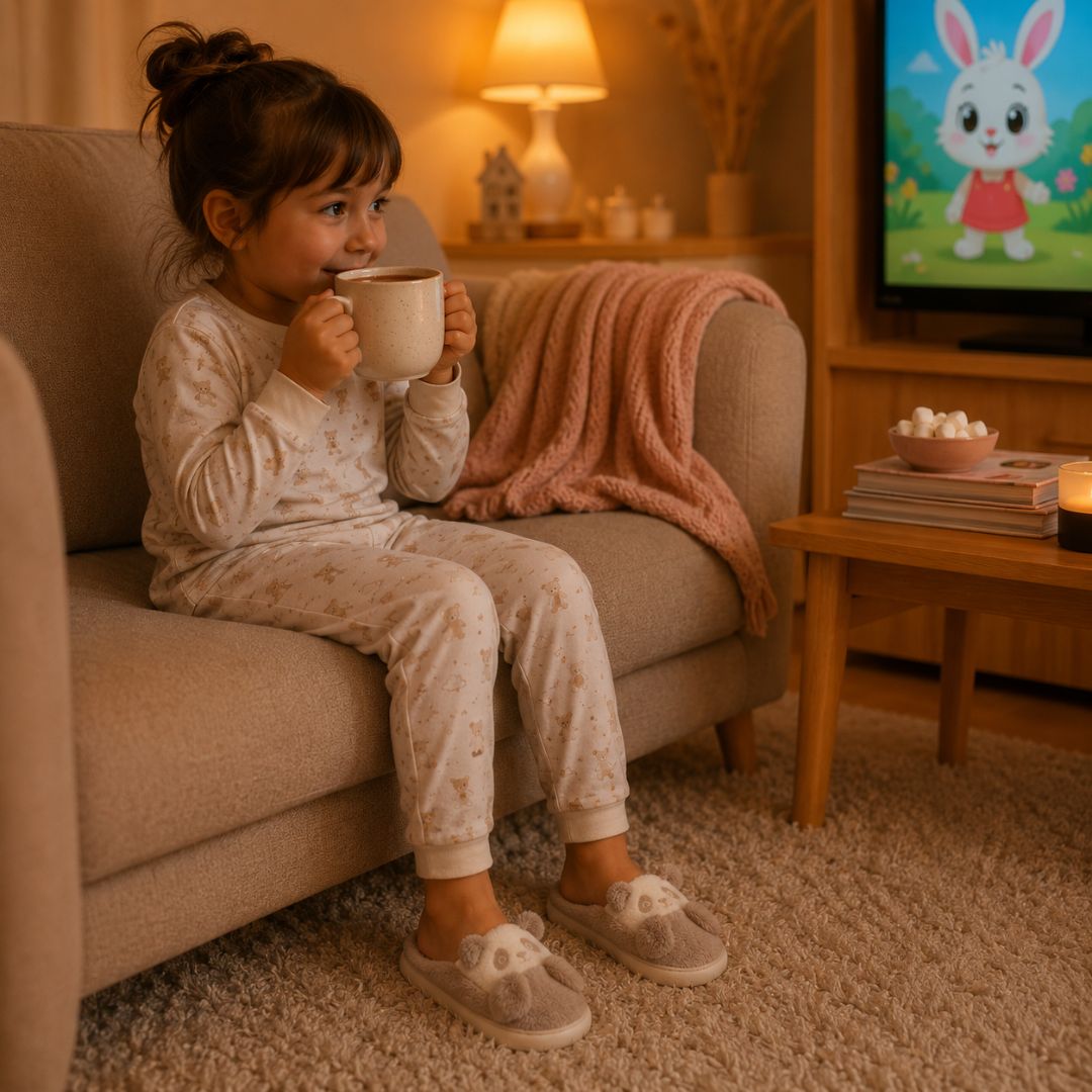 Pantufa Infantil Urso Panda Bege Frio Quarto Inverno Pelucia Menino Criança Aconchegante Térmica - Imagem 3