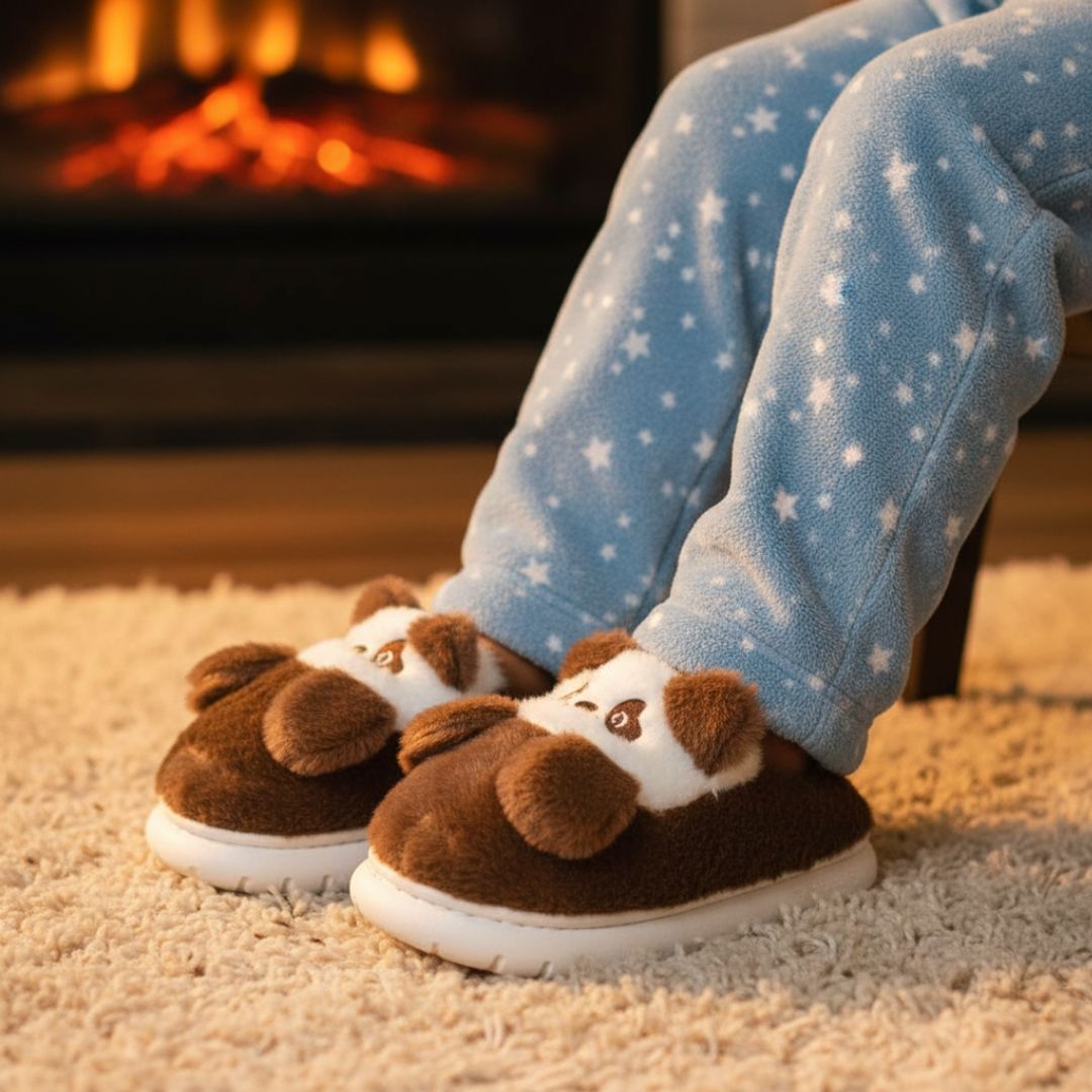 Pantufa Infantil Urso Panda Marrom Frio Quarto Inverno Pelucia Menino Menina Criança Aconchegante Térmica - Imagem 3