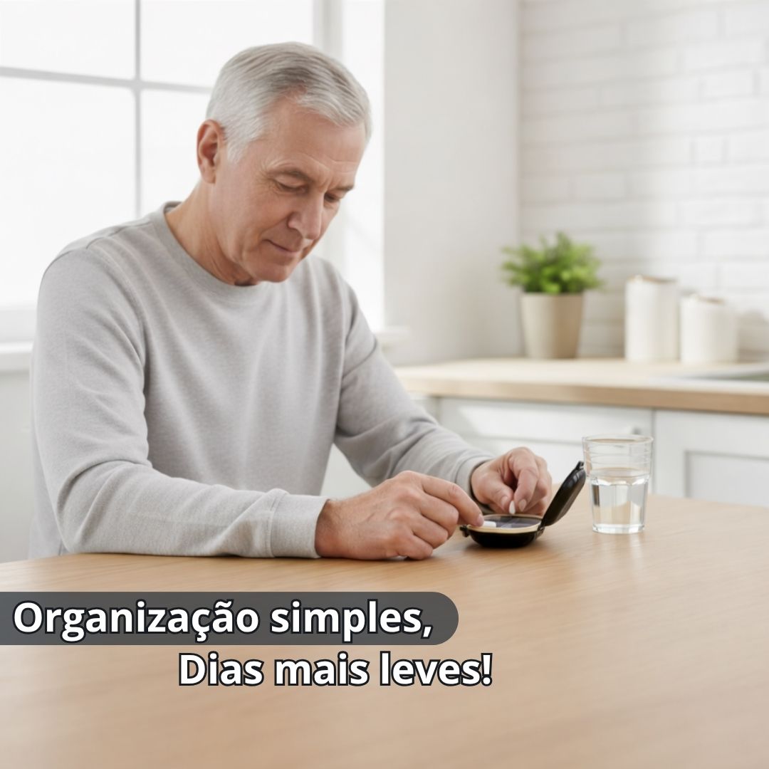 Caixa Comprimidos 7 Dias Preto Off White Porta Remédio Portátil Viagem Passeio - Imagem 4