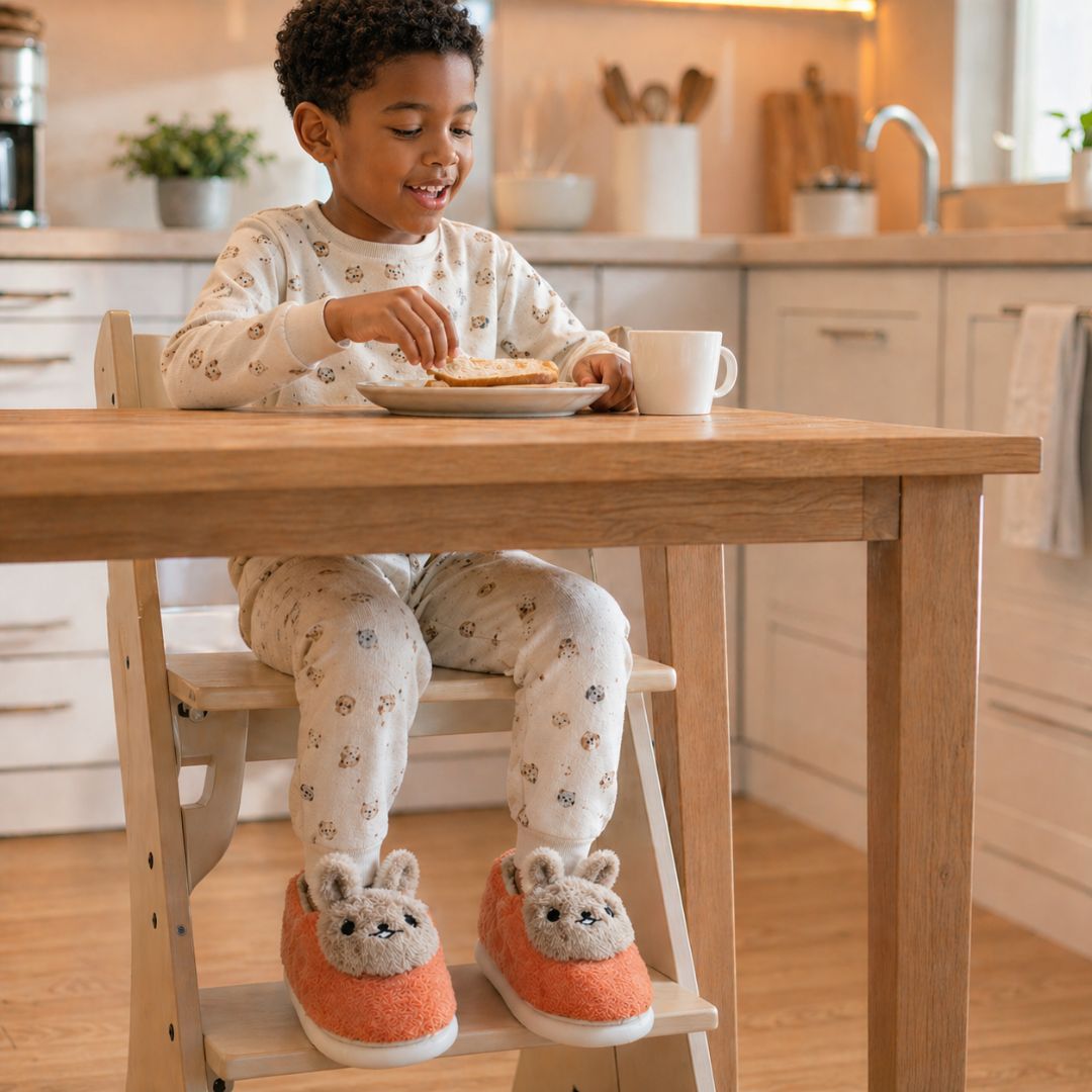 Pantufa Infantil Coelho Laranja Criança Quarto Frio Inverno Antiderrapante Pelucia Comfort Menino Menina - Imagem 4