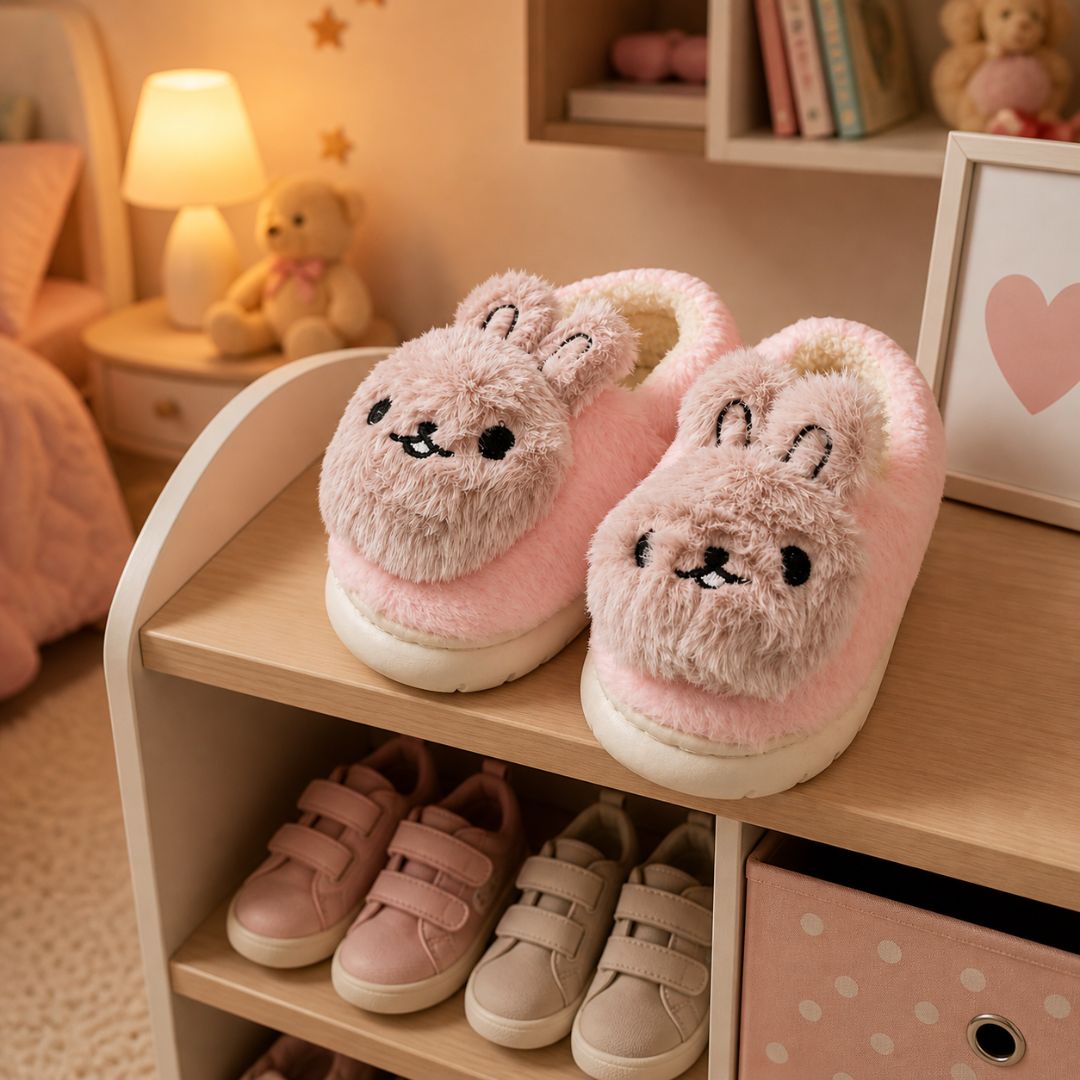 Pantufa Infantil Coelho Rosa Criança Quarto Frio Inverno Antiderrapante Pelucia Comfort  Menina - Imagem 4
