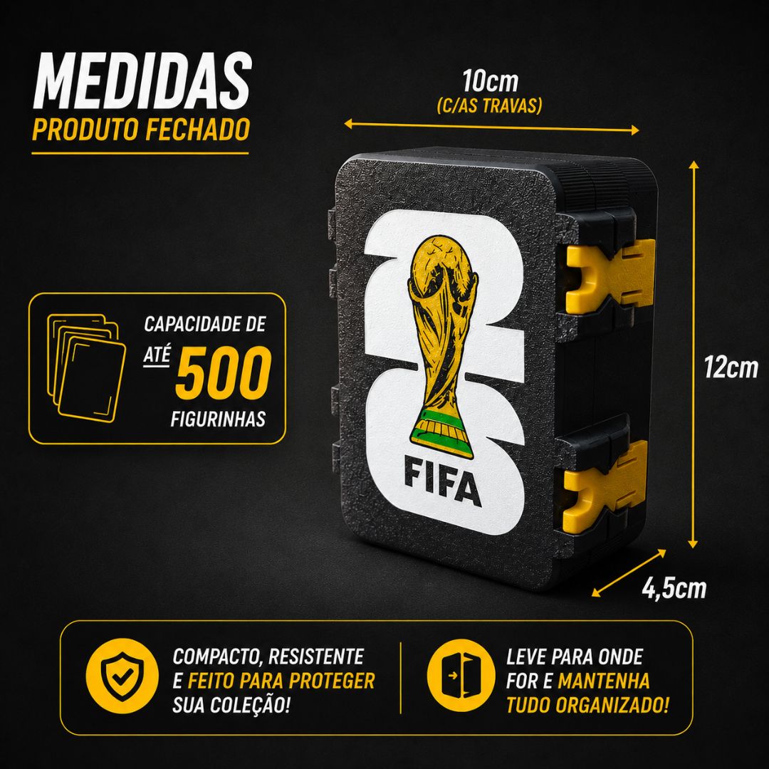 Porta 500 Figurinhas Preto Fifa Copa do Mundo2026 World Cup Organizador Colecionável Cards Futebol - Imagem 5