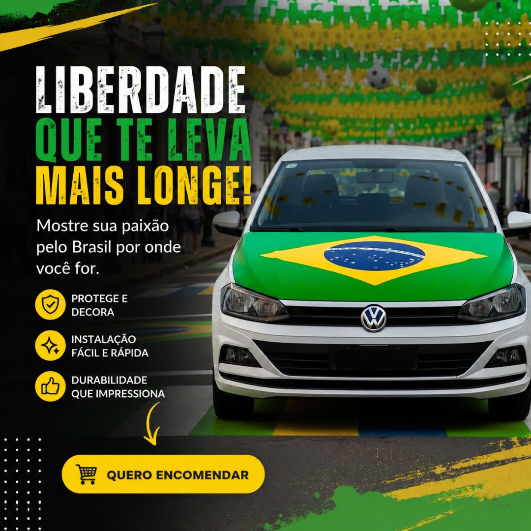 Capa Bandeira Do Brasil Capô De Carro Verde e Amarelo Copa Do Mundo Torcedor Jogo Futebol Torcida Brasileira - Imagem 3