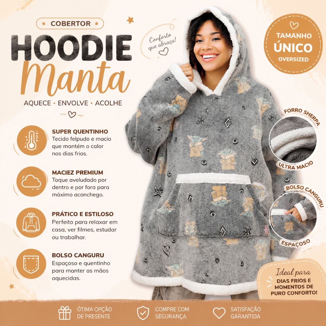 Cobertor Com Mangas Hoodie Adulto Cinza Peluciado Star Wars Baby Yoda Capuz Frio Inverno Quente Presente Aconchegante Co - Imagem 2
