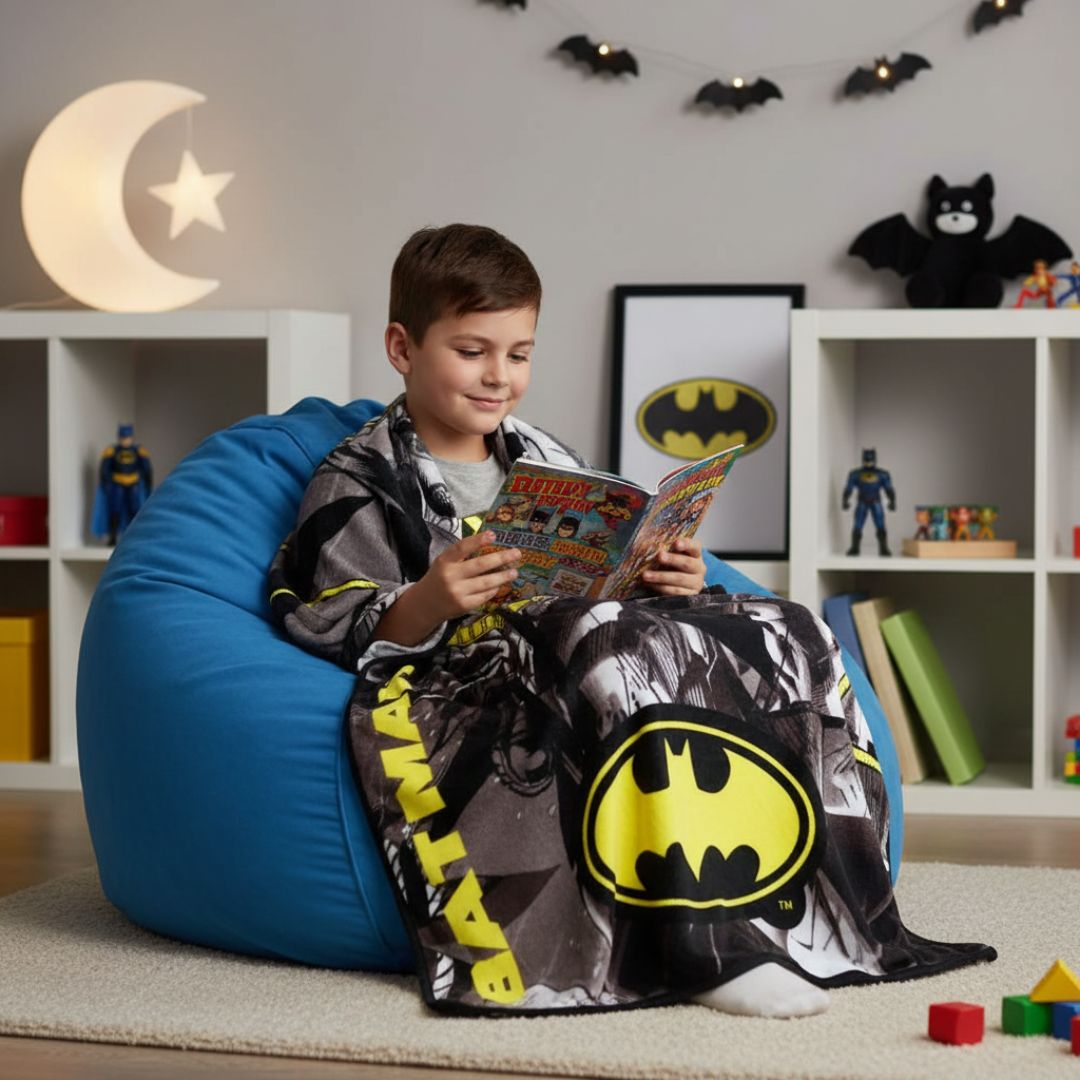 Kit Balde de Pipoca 5L Manta Batman Herói Dc Comics Inverno Frio Filme Cinema Colecionável Presente - Imagem 4