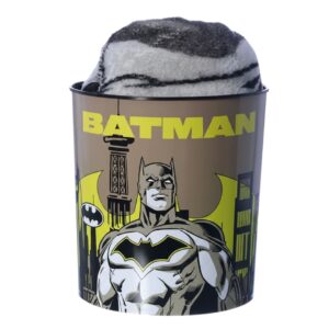 Kit Balde de Pipoca 5L Manta Batman Herói Dc Comics Inverno Frio Filme Cinema Colecionável Presente