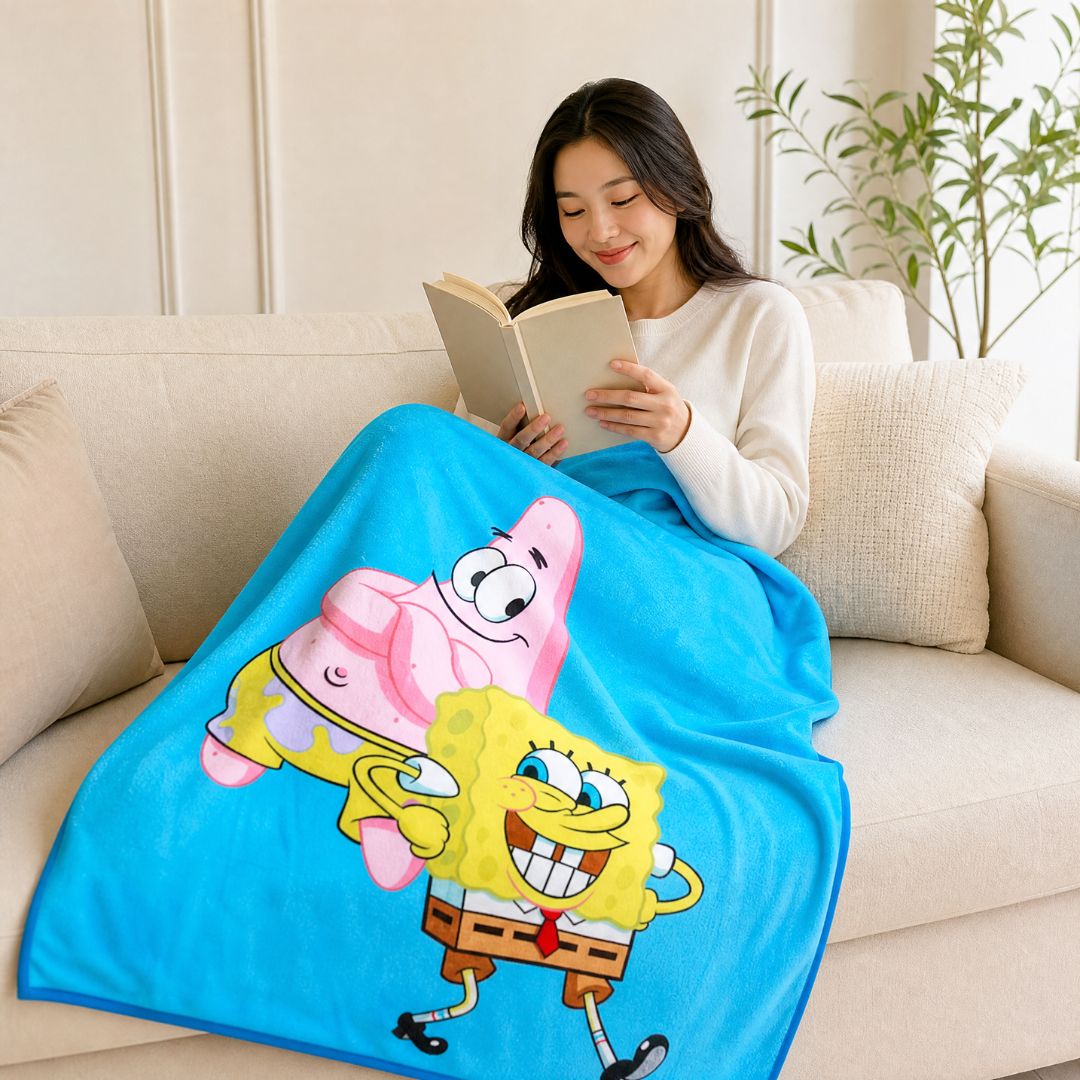 Kit Balde de Pipoca 5L Manta Bob Esponja Patrick Lula Molusco Seu Siriguejo Gary Série Filme Cinema Presente Inverno Fri - Imagem 4