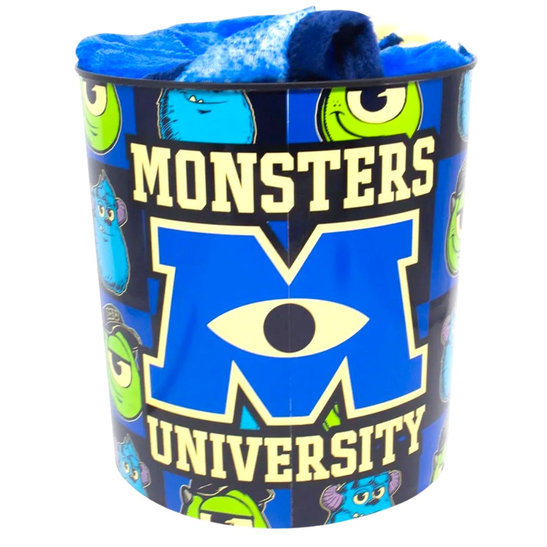 Kit Balde de Pipoca 5L Manta Monstros S.A. Mike Wazowski James P. Sullivan Série Filme Cinema Presente Inverno Frio Cole
